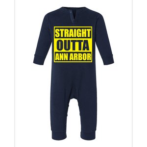 Football Straight Outta Ann Arbor Michigan Infant Fleece One Piece