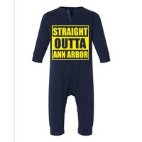 Football Straight Outta Ann Arbor Michigan Infant Fleece One Piece