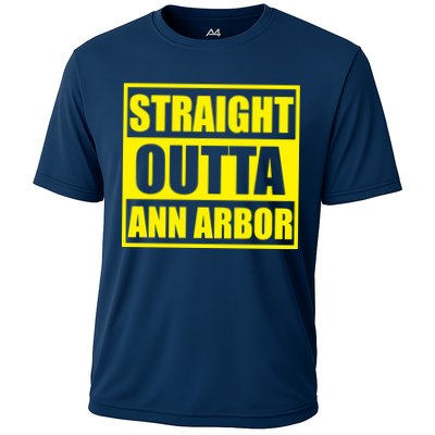 Football Straight Outta Ann Arbor Michigan Cooling Performance Crew T-Shirt
