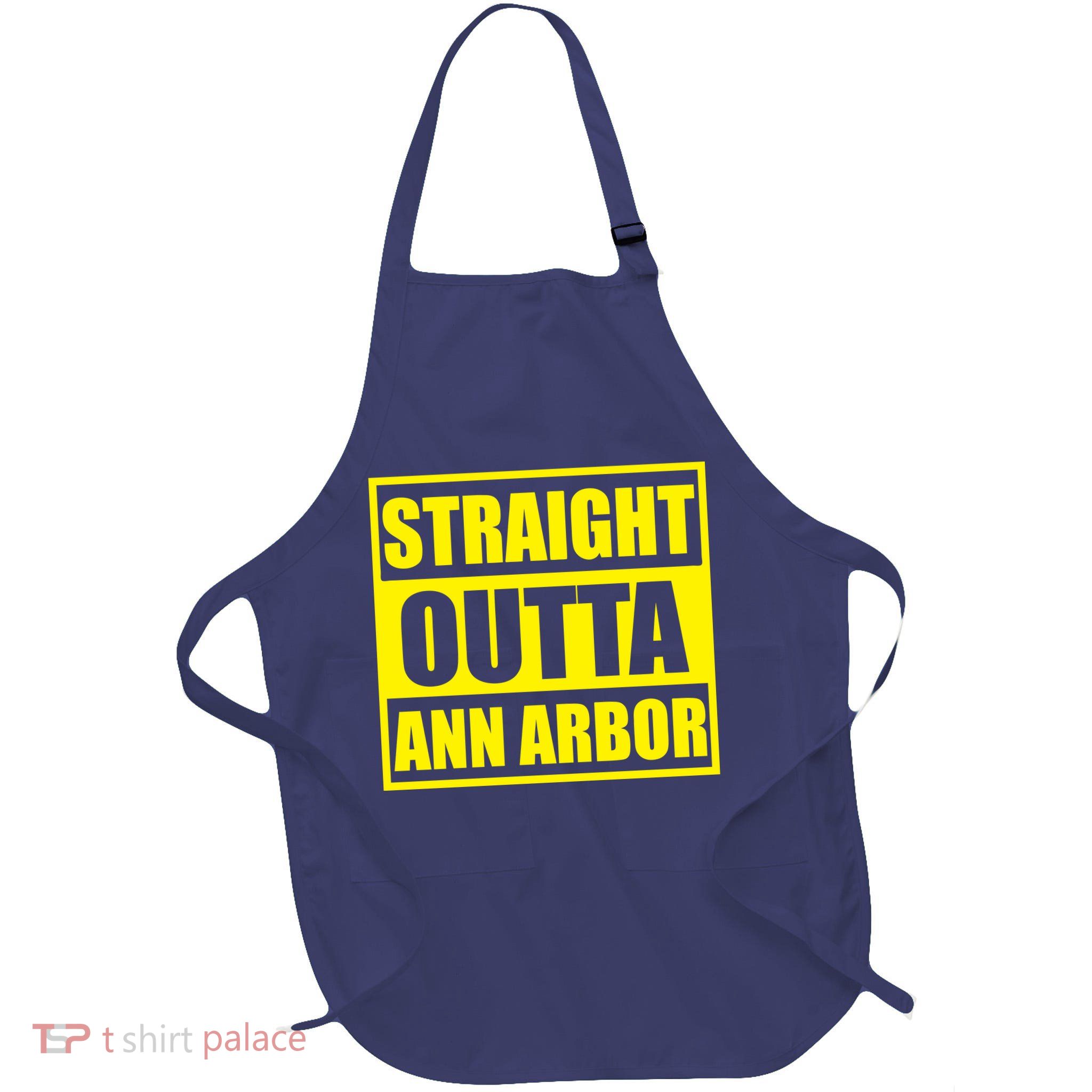 Football Straight Outta Ann Arbor Michigan Full-Length Apron With Pockets