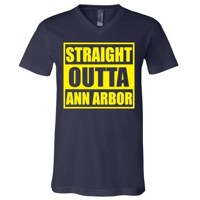 Football Straight Outta Ann Arbor Michigan V-Neck T-Shirt