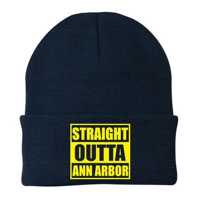 Football Straight Outta Ann Arbor Michigan Knit Cap Winter Beanie