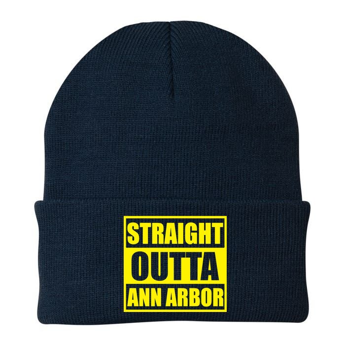 Football Straight Outta Ann Arbor Michigan Knit Cap Winter Beanie