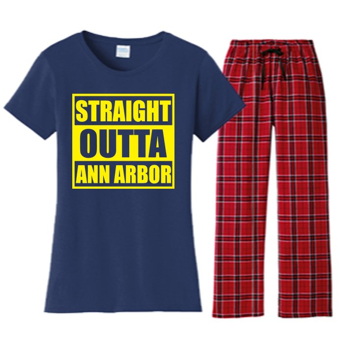 Football Straight Outta Ann Arbor Michigan Women's Flannel Pajama Set