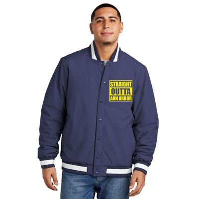 Football Straight Outta Ann Arbor Michigan Insulated Varsity Jacket