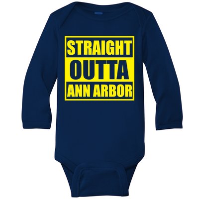 Football Straight Outta Ann Arbor Michigan Baby Long Sleeve Bodysuit