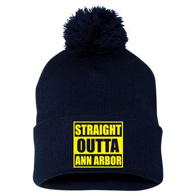 Football Straight Outta Ann Arbor Michigan Pom Pom 12in Knit Beanie