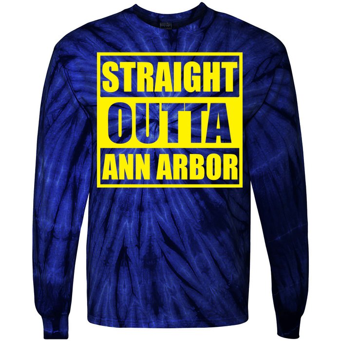 Football Straight Outta Ann Arbor Michigan Tie-Dye Long Sleeve Shirt