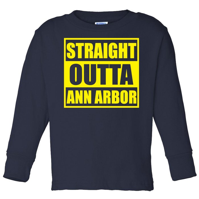 Football Straight Outta Ann Arbor Michigan Toddler Long Sleeve Shirt