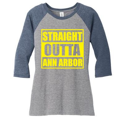 Football Straight Outta Ann Arbor Michigan Women's Tri-Blend 3/4-Sleeve Raglan Shirt