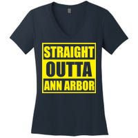 Football Straight Outta Ann Arbor Michigan Women's V-Neck T-Shirt