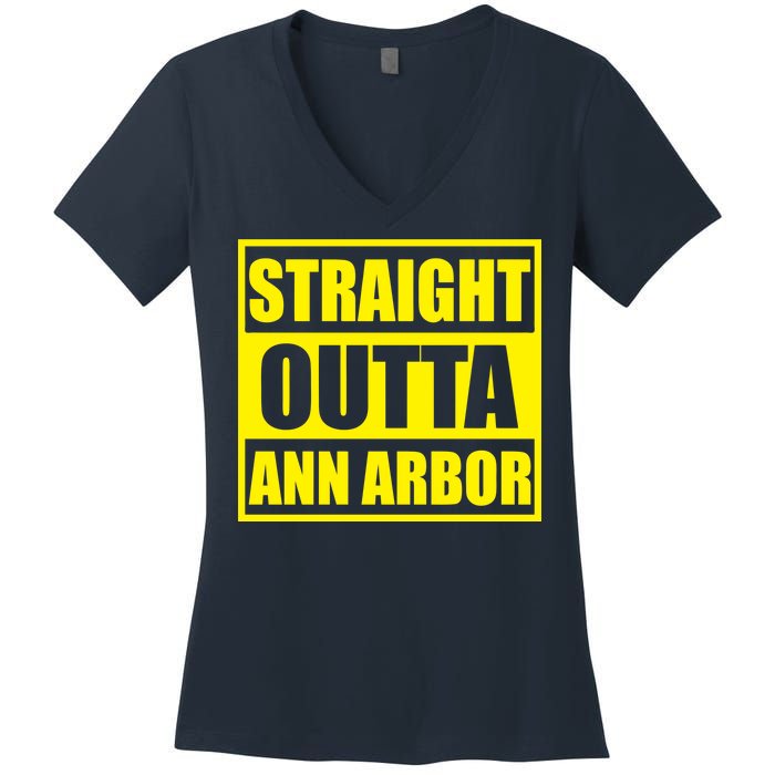 Football Straight Outta Ann Arbor Michigan Women's V-Neck T-Shirt