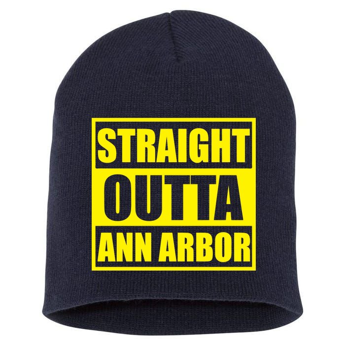 Football Straight Outta Ann Arbor Michigan Short Acrylic Beanie