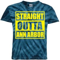 Football Straight Outta Ann Arbor Michigan Kids Tie-Dye T-Shirt