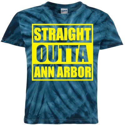 Football Straight Outta Ann Arbor Michigan Kids Tie-Dye T-Shirt