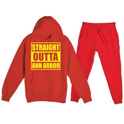 Football Straight Outta Ann Arbor Michigan Premium Hooded Sweatsuit Set