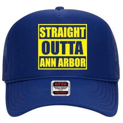 Football Straight Outta Ann Arbor Michigan High Crown Mesh Back Trucker Hat