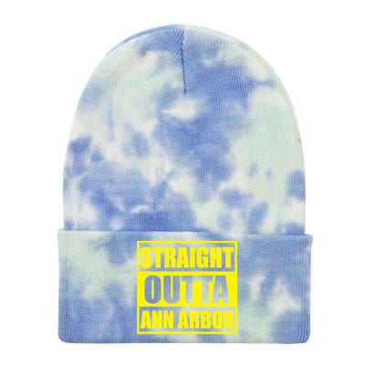 Football Straight Outta Ann Arbor Michigan Tie Dye 12in Knit Beanie