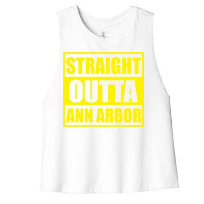 Football Straight Outta Ann Arbor Michigan Women's Racerback Cropped Tank