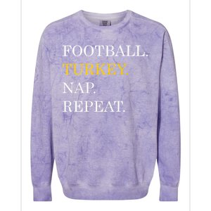 Football Turkey Nap Repeat Thanksgiving Colorblast Crewneck Sweatshirt