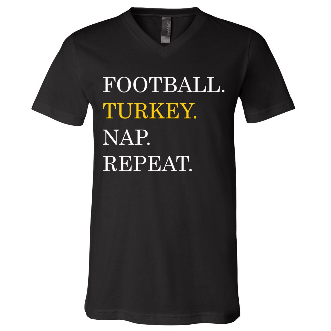 Football Turkey Nap Repeat Thanksgiving V-Neck T-Shirt
