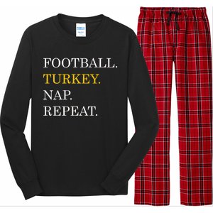 Football Turkey Nap Repeat Thanksgiving Long Sleeve Pajama Set