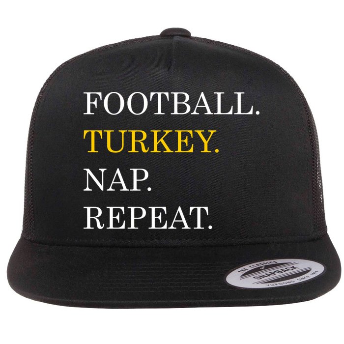 Football Turkey Nap Repeat Thanksgiving Flatbill Hat