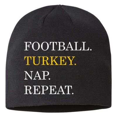 Football Turkey Nap Repeat Thanksgiving Sustainable Beanie