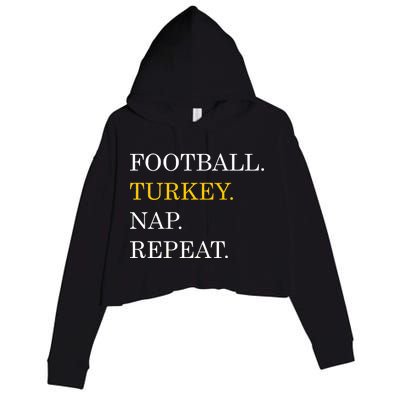 Football Turkey Nap Repeat Thanksgiving Crop Fleece Hoodie