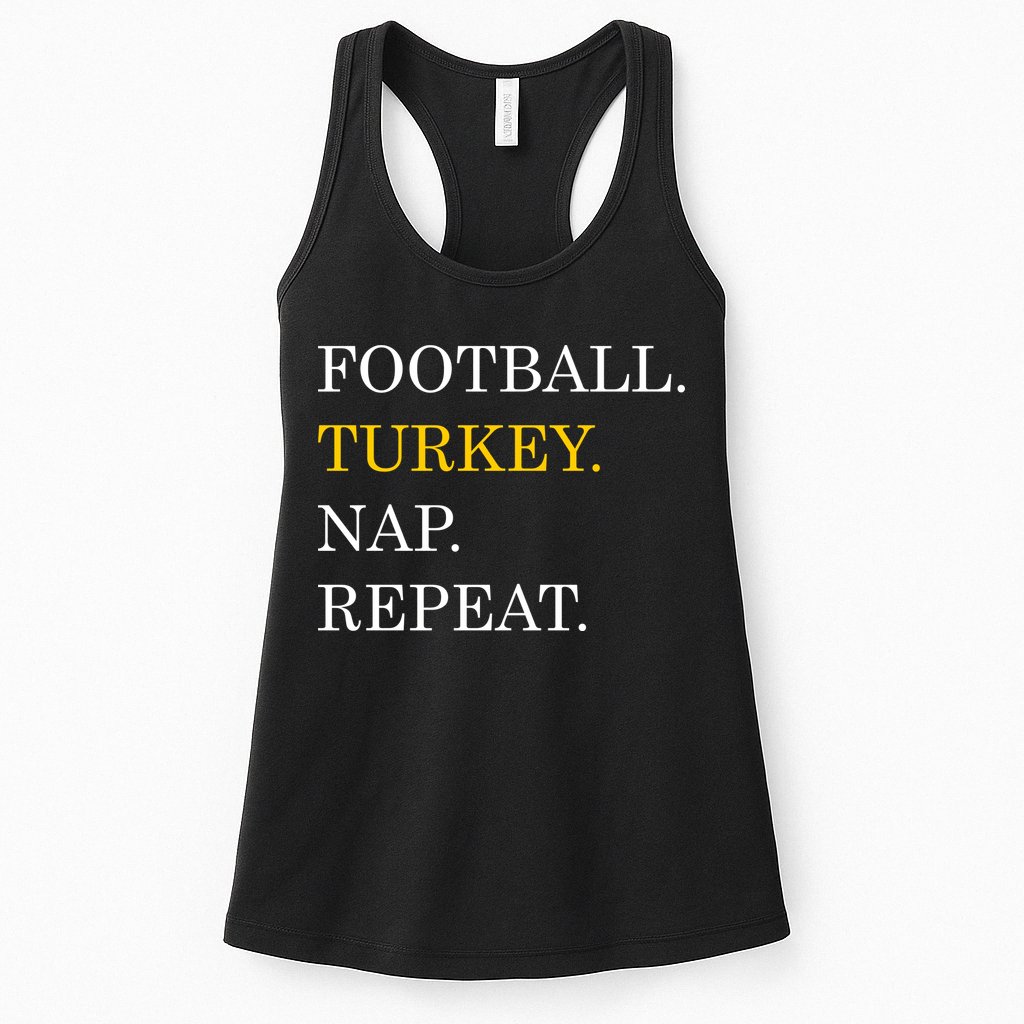 Football Turkey Nap Repeat Thanksgiving Womens Tank Top