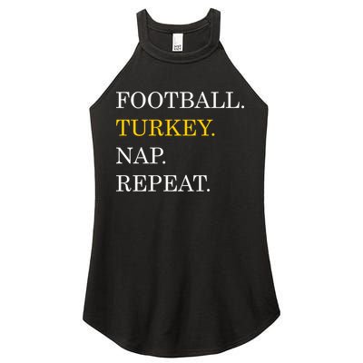 Football Turkey Nap Repeat Thanksgiving Women's Perfect Tri Rocker Tank
