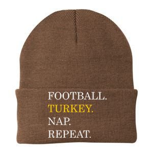 Football Turkey Nap Repeat Thanksgiving Knit Cap Winter Beanie