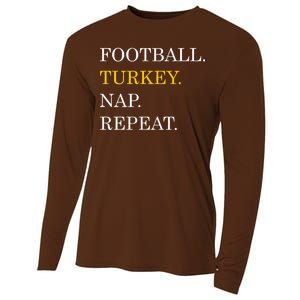 Football Turkey Nap Repeat Thanksgiving Cooling Performance Long Sleeve Crew