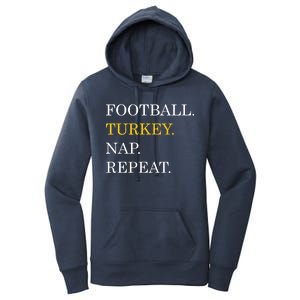 Football Turkey Nap Repeat Thanksgiving Women's Pullover Hoodie