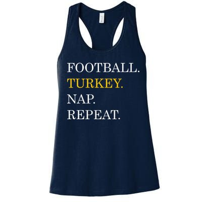 Football Turkey Nap Repeat Thanksgiving Women's Racerback Tank