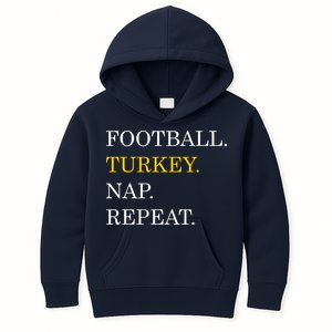 Football Turkey Nap Repeat Thanksgiving Kids Hoodie