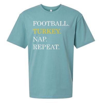 Football Turkey Nap Repeat Thanksgiving Sueded Cloud Jersey T-Shirt