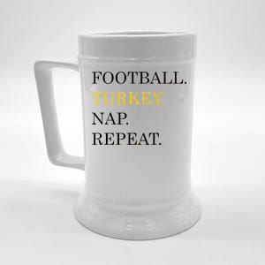 Football Turkey Nap Repeat Thanksgiving Beer Stein