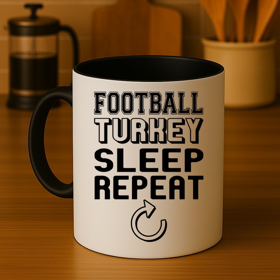 Football Turkey Sleep Repeat Mug