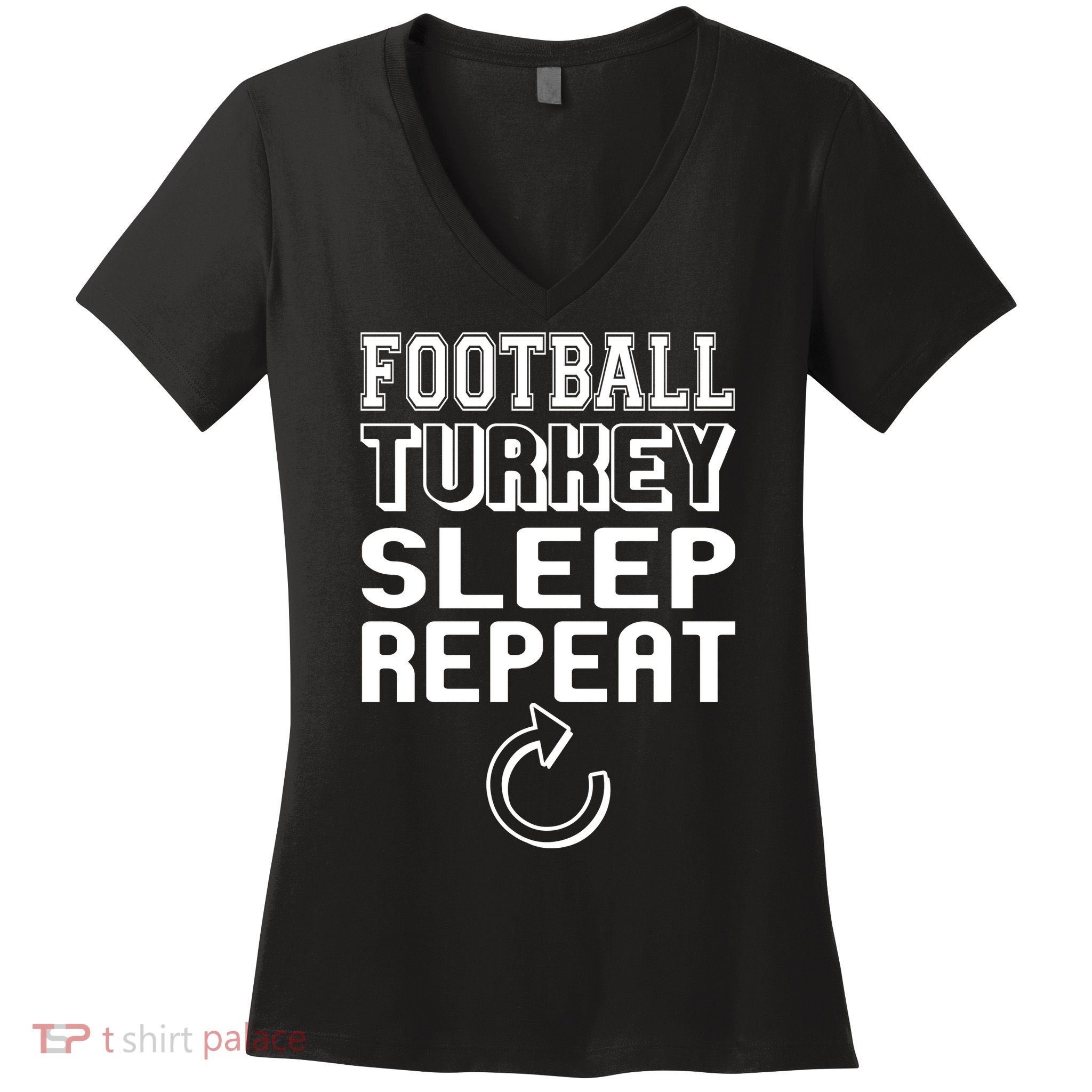 Football Turkey Sleep Repeat Women's V-Neck T-Shirt