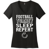 Football Turkey Sleep Repeat Women's V-Neck T-Shirt