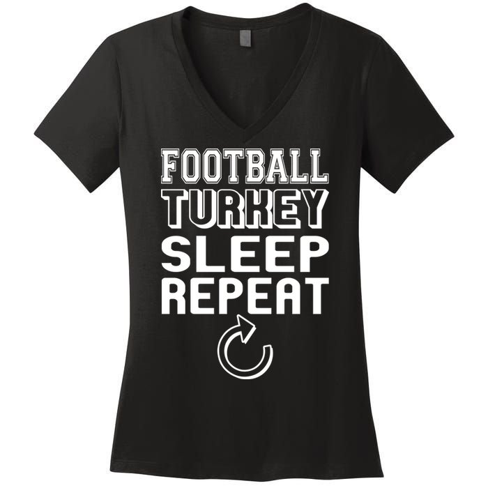 Football Turkey Sleep Repeat Women's V-Neck T-Shirt