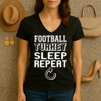 Football Turkey Sleep Repeat Women's V-Neck T-Shirt