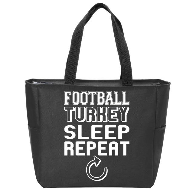 Football Turkey Sleep Repeat Zip Tote Bag