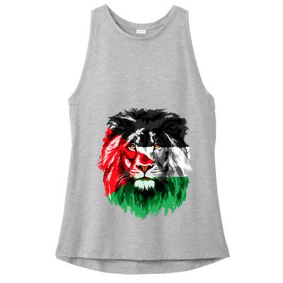 Flag Of Palestine Lion Face Palestine Flag Ladies PosiCharge Tri-Blend Wicking Tank