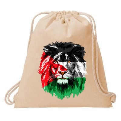 Flag Of Palestine Lion Face Palestine Flag Drawstring Bag