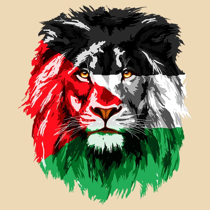 Flag Of Palestine Lion Face Palestine Flag Drawstring Bag
