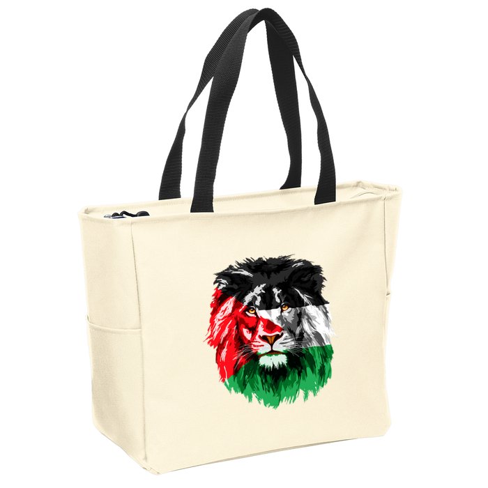 Flag Of Palestine Lion Face Palestine Flag Zip Tote Bag