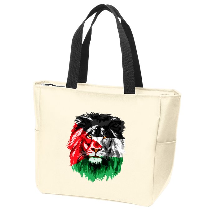 Flag Of Palestine Lion Face Palestine Flag Zip Tote Bag