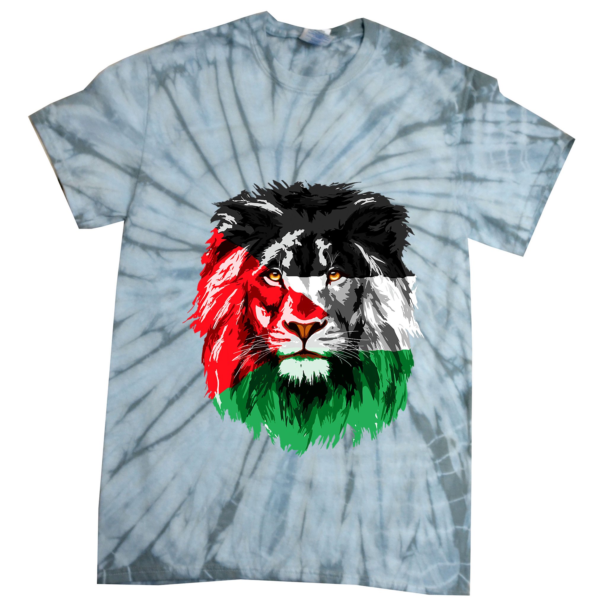 Flag Of Palestine Lion Face Palestine Flag Tie-Dye T-Shirt